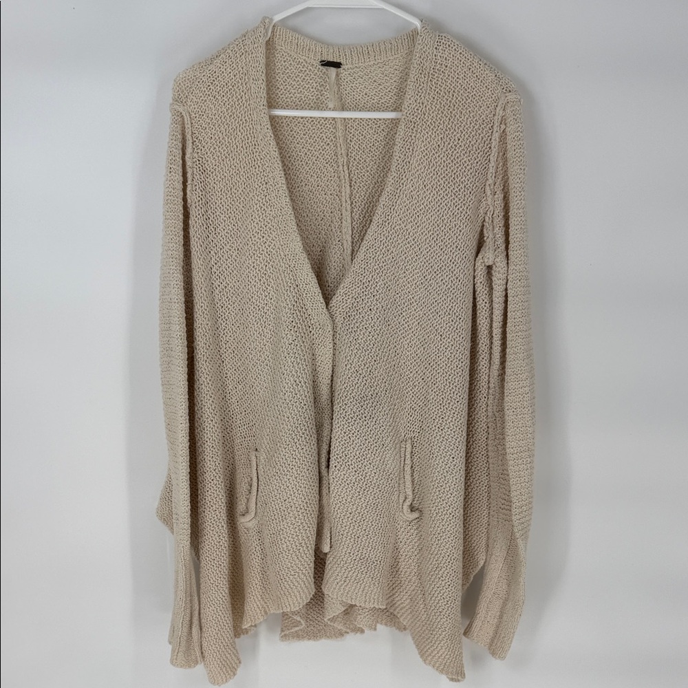Free People Oversize Asymmetrical Cozy Cream Women's Sweater - Small